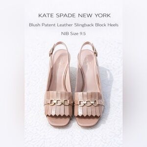 Kate Spade New York Blush Patent Leather Slingback Block Heels NIB Size 9.5